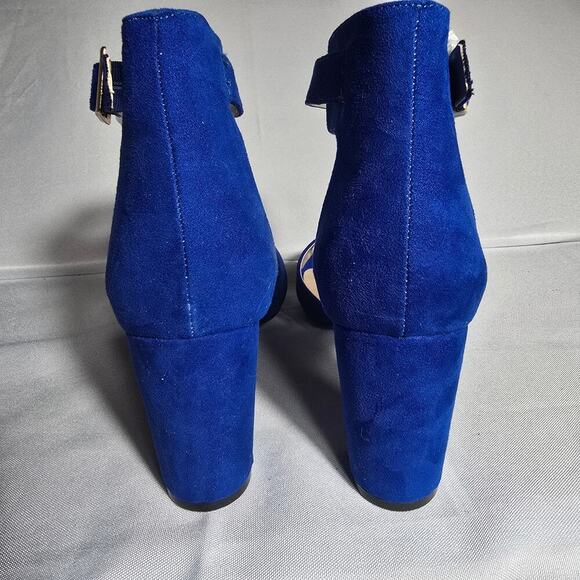 Dream Pairs Chunky Low Heel Ankle Strap Royal Blue Dress Heels Size 11 - Picture 3 of 7